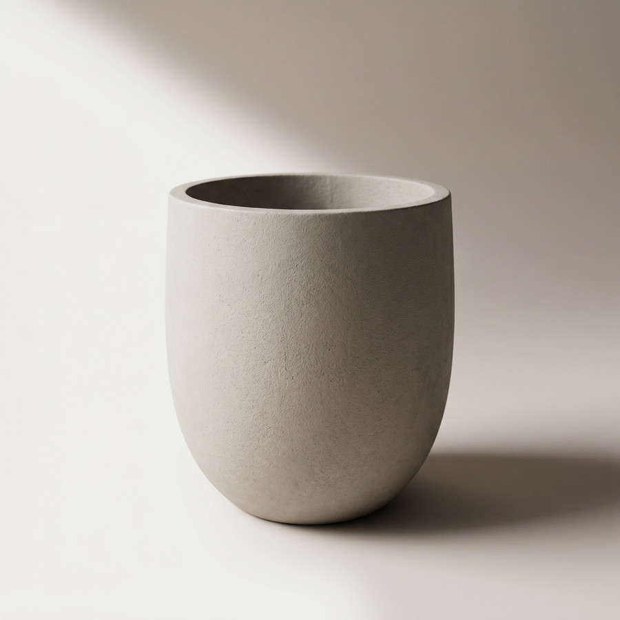 Sculptural Concrete Barrel Planter