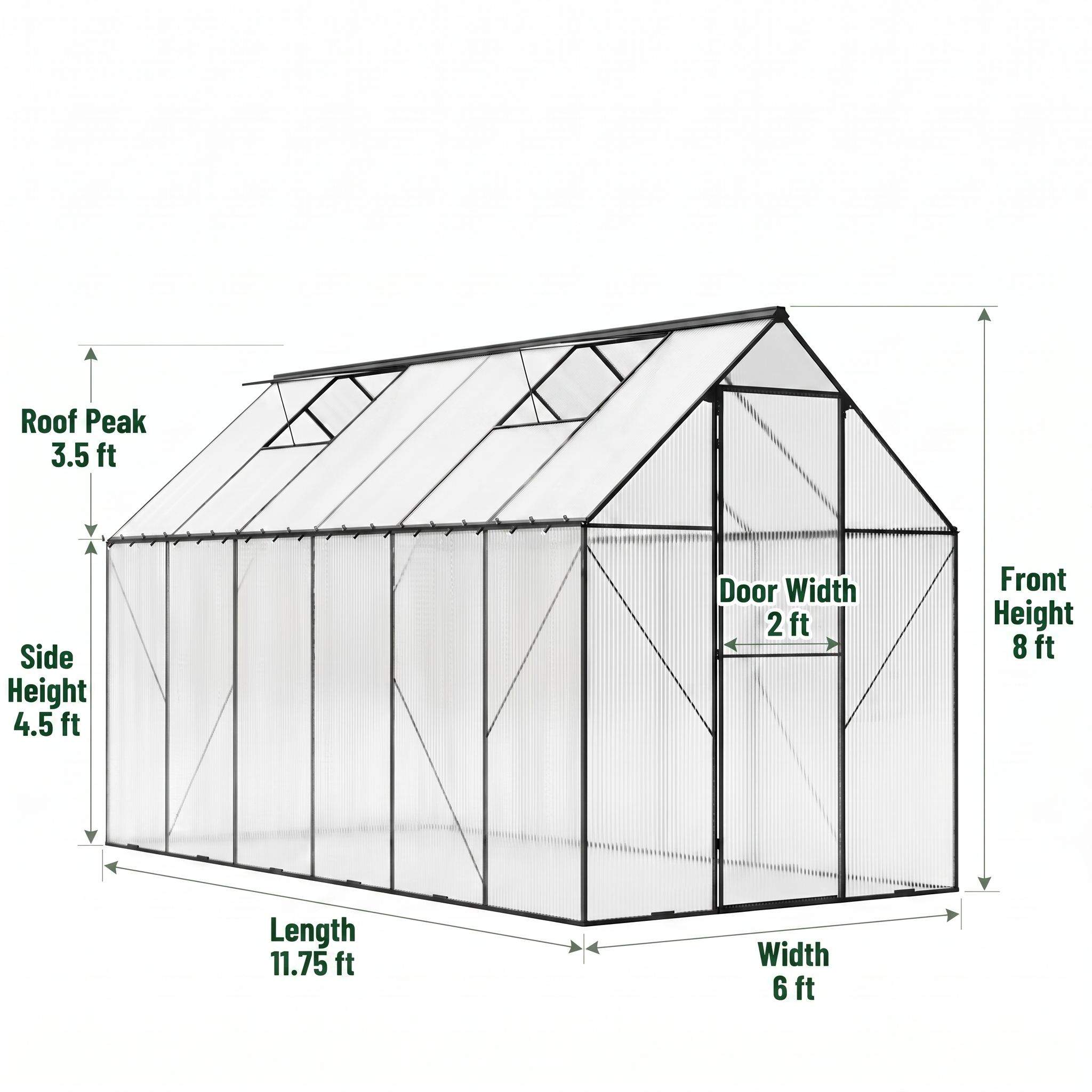 6'x12' Polycarbonate Greenhouse