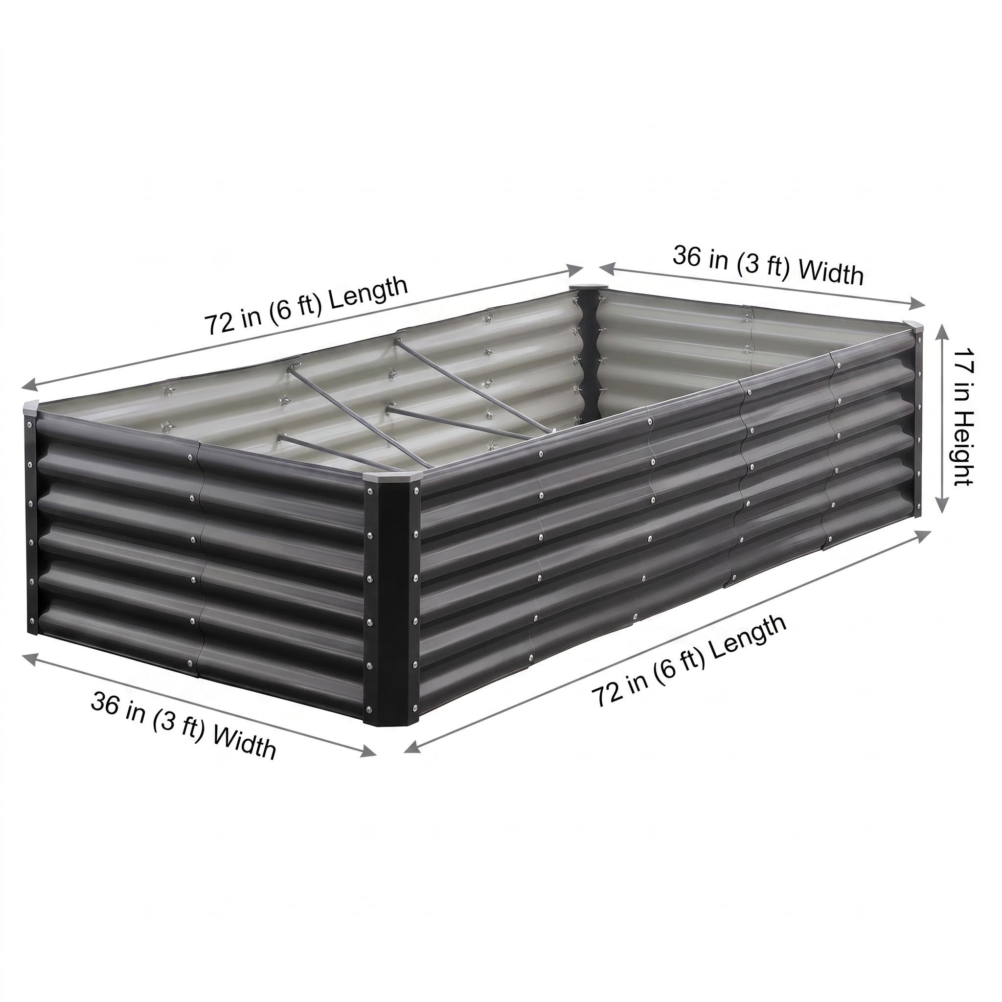 6×3×1.5 ft Metal Raised Garden Bed + Tools