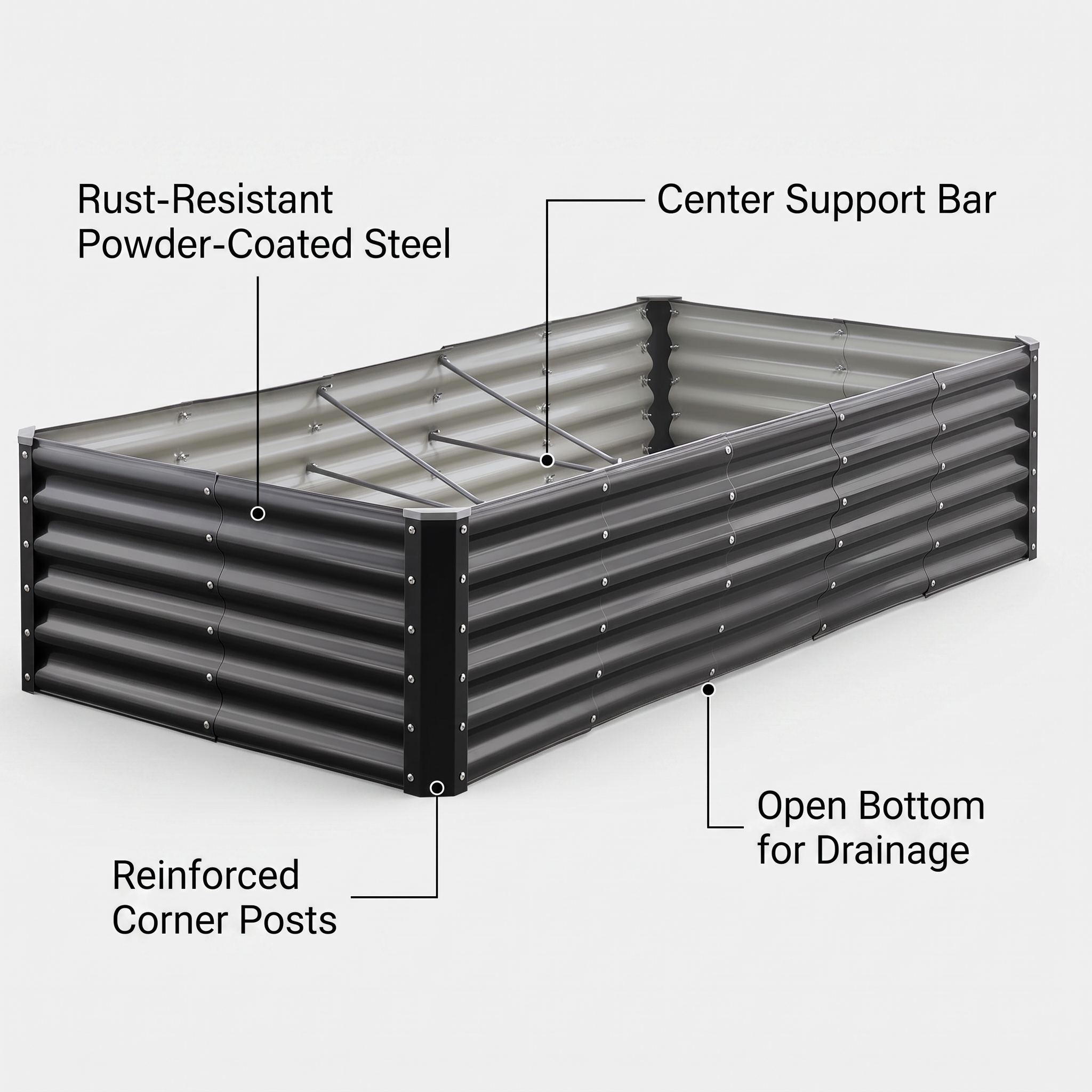 6×3×1.5 ft Metal Raised Garden Bed + Tools